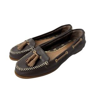 Sperrys Top Sider Sabrina 6 Brown Leather Loafers Flats Boat Shoes Nautical NEW